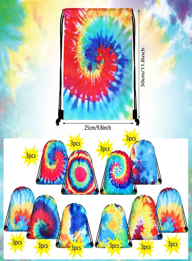 Lothee 30 Pack Drawstring Bags Party Favors for Kids Polyester Party Gift Bags Goody Backpack for Girls Boys Birthday Supplies(Tie Dye Style) - Image 3