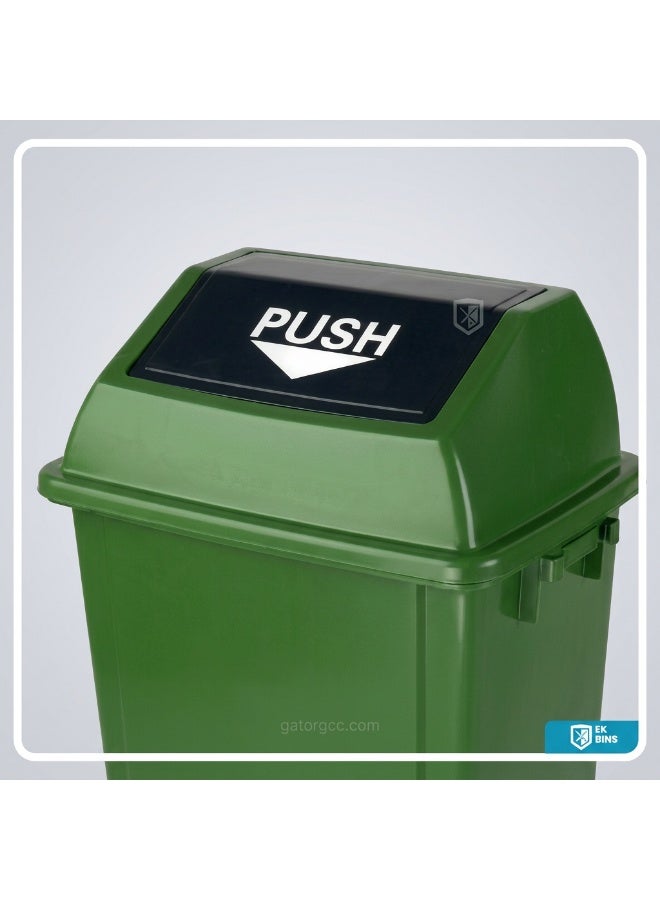 Gator Swing-Lid Trash Bin | Glossy Plastic Finish | Lightweight & Compact | Versatile For Homes, Villas, Offices, Restrooms, Communal Spaces, & More | 40 Liters | Green - Image 3