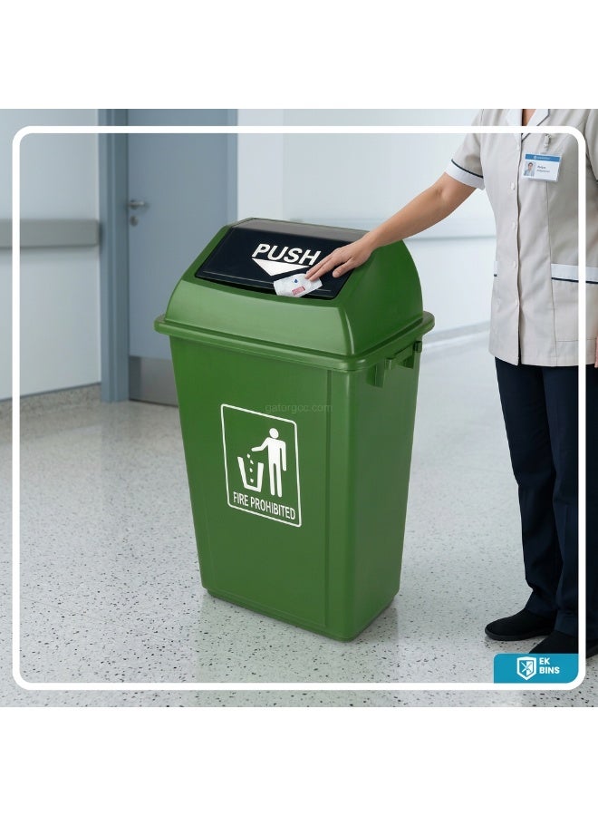 Gator Swing-Lid Trash Bin | Glossy Plastic Finish | Lightweight & Compact | Versatile For Homes, Villas, Offices, Restrooms, Communal Spaces, & More | 40 Liters | Green - Image 4
