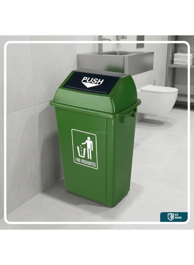 Gator Swing-Lid Trash Bin | Glossy Plastic Finish | Lightweight & Compact | Versatile For Homes, Villas, Offices, Restrooms, Communal Spaces, & More | 40 Liters | Green - Image 5