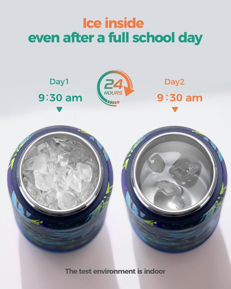 Choco Mocha Kids Dinosaur Water Bottle For School, Kids Insulated Water Bottle Stainless Steel for Boys, 14Oz Blue Dinosaur - Image 4