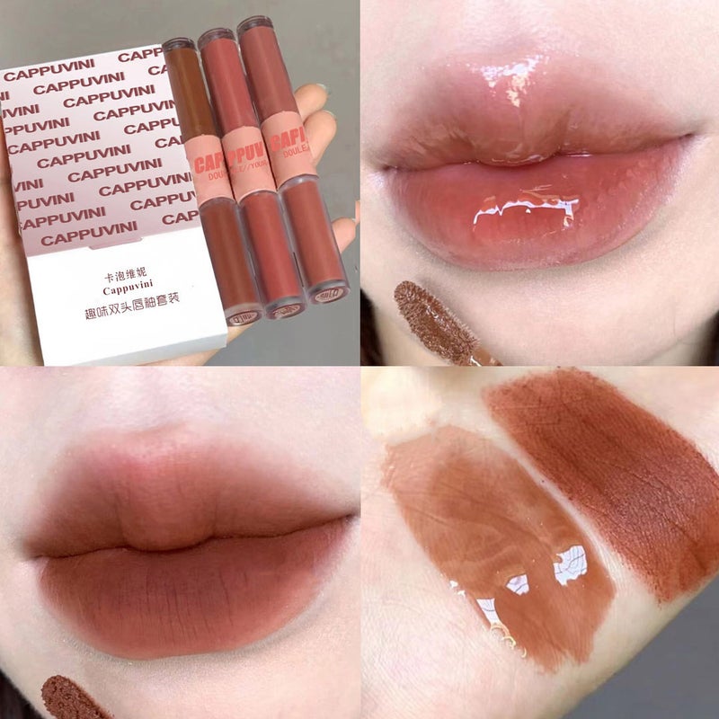 Cappuvini New Color Fun Double-Headed Lip Glaze Mirror Water Light Lip Glaze Student High-Looking Domestic Goods - Image 1