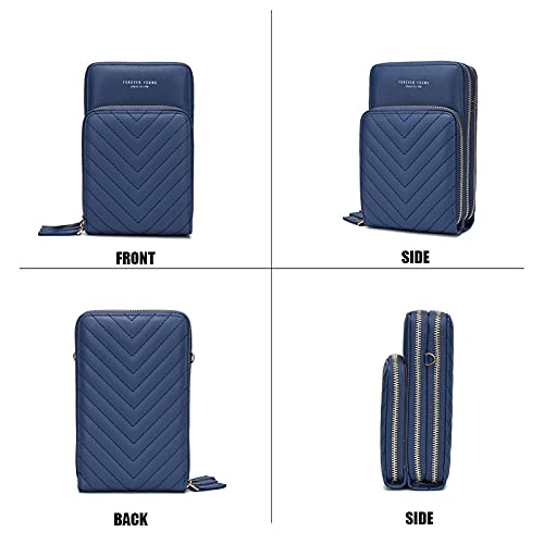 My Friday myfriday Small Crossbody Cell Phone Bag for Women, Mini Over Shoulder Handbag Purse with Credit Card Slots (C-Blue) - Image 2