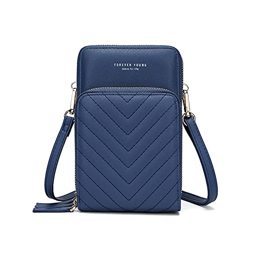 My Friday myfriday Small Crossbody Cell Phone Bag for Women, Mini Over Shoulder Handbag Purse with Credit Card Slots (C-Blue) - Image 1