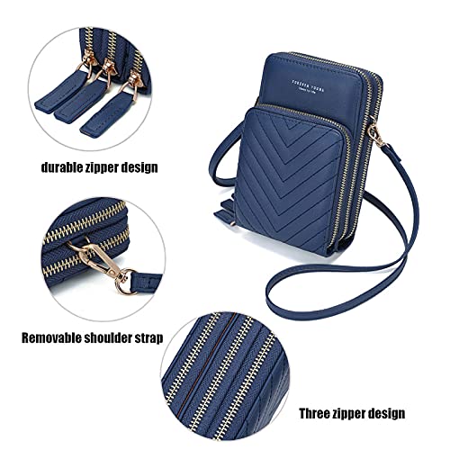 My Friday myfriday Small Crossbody Cell Phone Bag for Women, Mini Over Shoulder Handbag Purse with Credit Card Slots (C-Blue) - Image 5