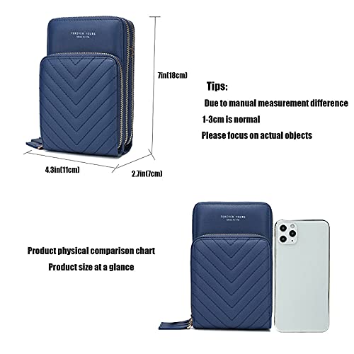 My Friday myfriday Small Crossbody Cell Phone Bag for Women, Mini Over Shoulder Handbag Purse with Credit Card Slots (C-Blue) - Image 3