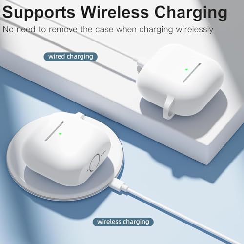 CERLINK AirPods 4 Case Cover Soft Silicone Material 2024, Full Protective Case Cover for Apple Airpods 4 with Anti-Lost Keychain (White) - Image 2