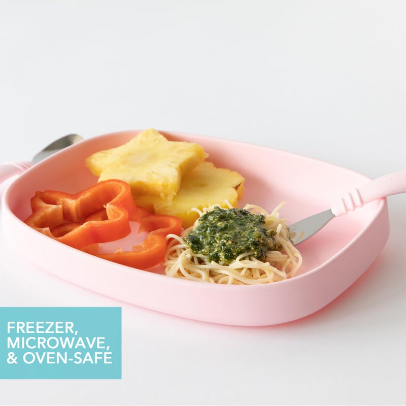 Bumkins Toddler and Baby Suction Plate, Silicone Grip Dish Large Tray for Big Kids, Fits Most Highchairs, Essential Children Feeding Supplies, Non Skid Sticky Bottom, Platinum Silicone, Pink - Image 4