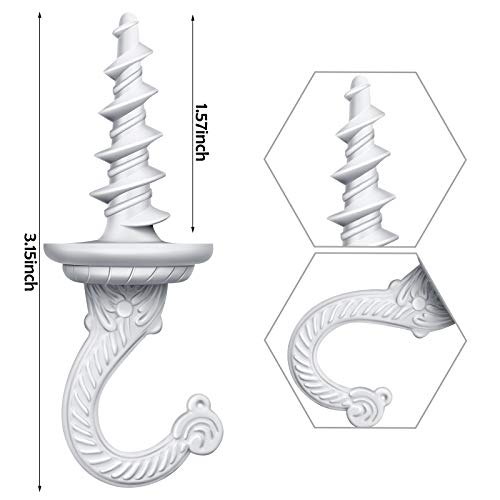 Ripeng 4 Pieces Swag Ceiling Hooks Wall Hook Heavy Duty Swag Hook Indoor Outdoor for Hanging Plants Chandelier (White) - Image 2