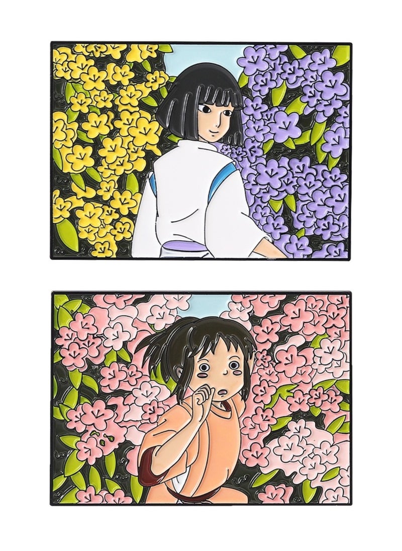 Paraphrase 2-Piece Spirited Away-themed Enamel Lapel Pins / Brooches / Badges for Jackets, Backpacks, Bags, Hats, Pin Boards | Studio Ghibli, Chihiro & Haku, Hayao Miyazaki  - Image 1