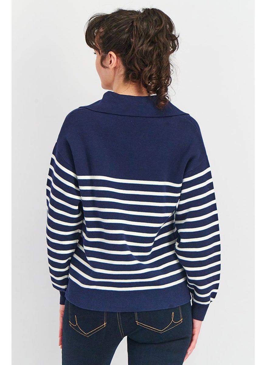 Tchibo Women Knitted Long Sleeve Sweatshirt, Navy  - Image 2