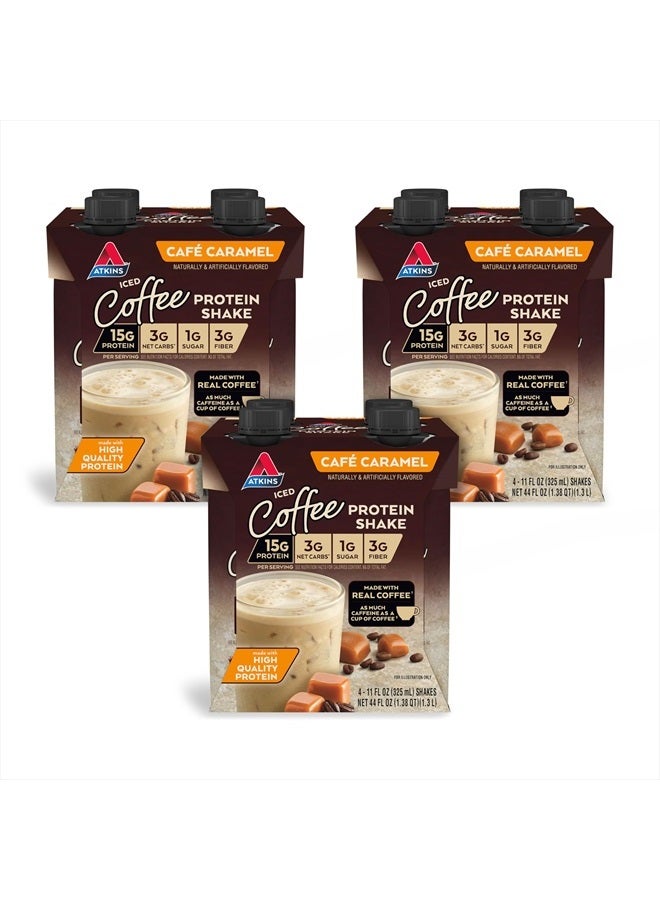 Atkins Café Caramel Iced Coffee Protein Shake, 15g Protein, Low Glycemic, 3g Net Carb, 1g Sugar, Keto Friendly - Image 1