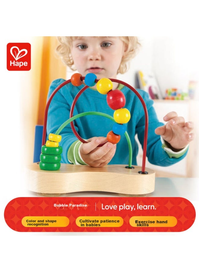 Hape لعبة خرز خشبية من هابي (ألمانيا) للأطفال والرضع، لعبة تعليمية، لعبة فقاعات، هدية عيد ميلاد E1801 - Image 1