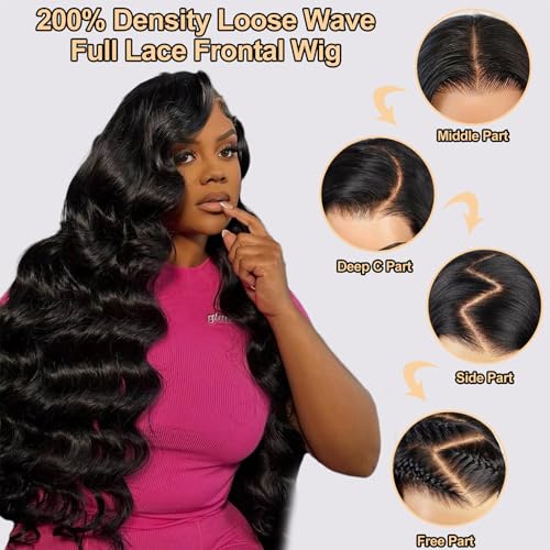 ROYAL IMPRESSION Loose Wave Lace Front Wigs Human Hair 200 Density 13x4 HD Transparent Full Lace Frontal Wigs Human Hair 12A Loose Deep Wave Glueless Wigs Human Hair Pre Plucked for Black Women 16 Inch - Image 5