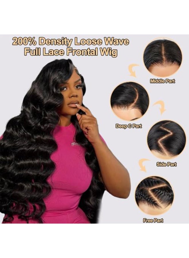 ROYAL IMPRESSION Loose Wave Lace Front Wigs Human Hair 200 Density 13x4 HD Transparent Full Lace Frontal Wigs Human Hair 12A Loose Deep Wave Glueless Wigs Human Hair Pre Plucked for Black Women 16 Inch - Image 4