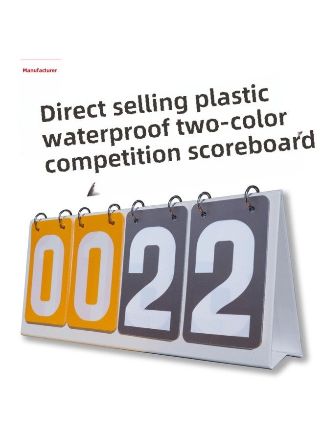 Generic Competition Scoreboard Double-color Scoring Board Two-color Basketball Football Volleyball Scoreboard Number Floor Sticker-Specifications:Waterproof Four-digit Yellow Gray Two-color Scoreboard - Image 1