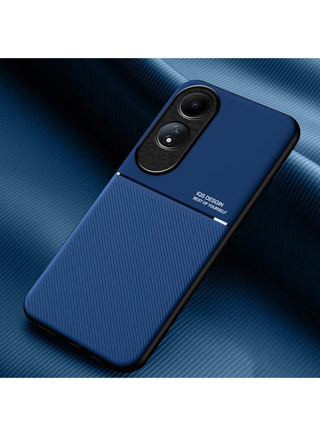 For OPPO A60 Classic Tilt Strip Grain Magnetic PC Hybrid TPU Phone Case(Blue)