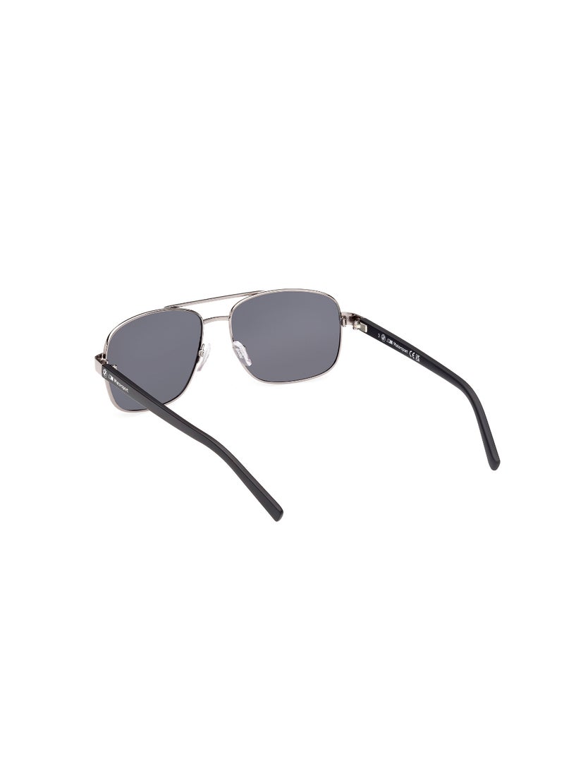 BMW - Men's Polarized Rectangular Shape Metal Sunglasses BS003915D57 - Lens Size: 57 Mm - Matte Light Ruthenium - Image 1