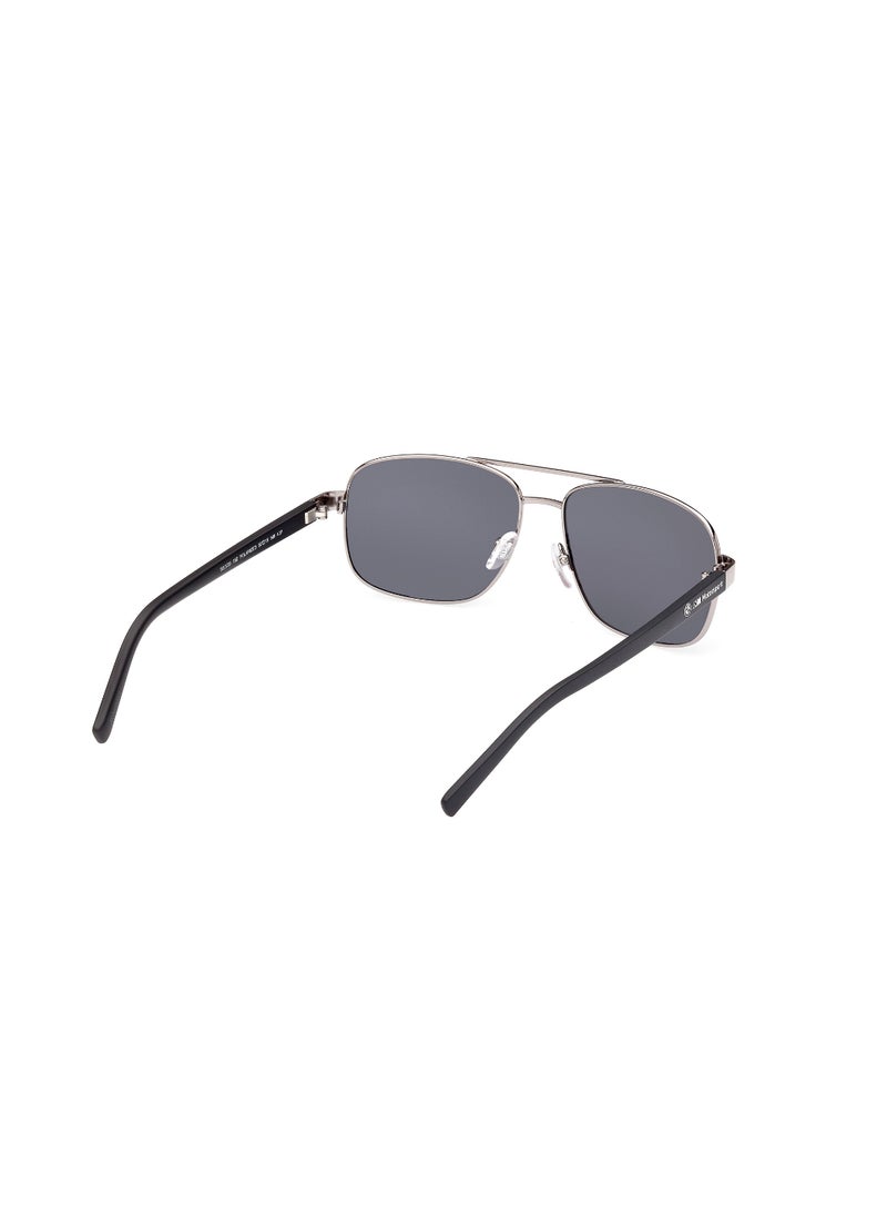 BMW - Men's Polarized Rectangular Shape Metal Sunglasses BS003915D57 - Lens Size: 57 Mm - Matte Light Ruthenium - Image 1