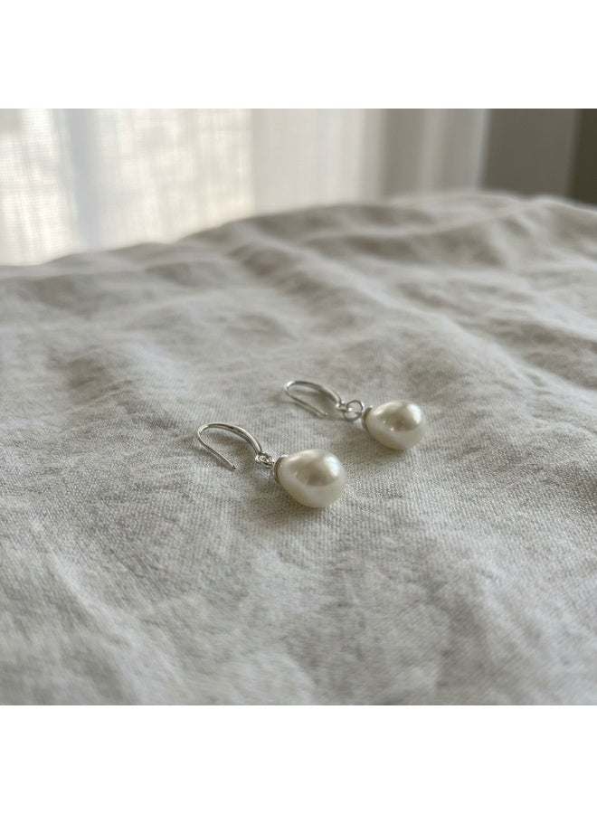 Minorisa Freshwater Pearl Drop Earrings with Sterling Silver Hoops - Image 1