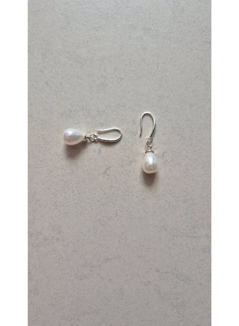 Minorisa Freshwater Pearl Drop Earrings with Sterling Silver Hoops - Image 3