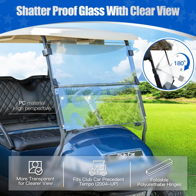 Generic NOKINS Golf Cart Windshield, 5MM Thicken Windshield Replacement Fits for Club Car Precedent Tempo Gas&Electric(04-Up), Anti-impact Easy-Install Front Clear Windshield  - Image 2