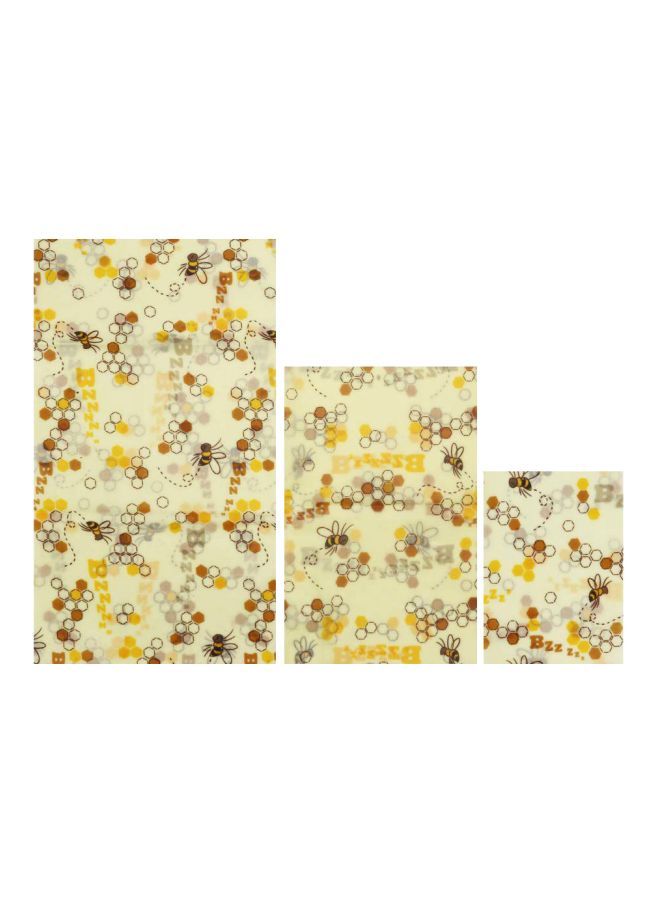 NIBEMINENT 3-Piece Reusable Food Wrap Set Light Yellow/Brown 14inch 