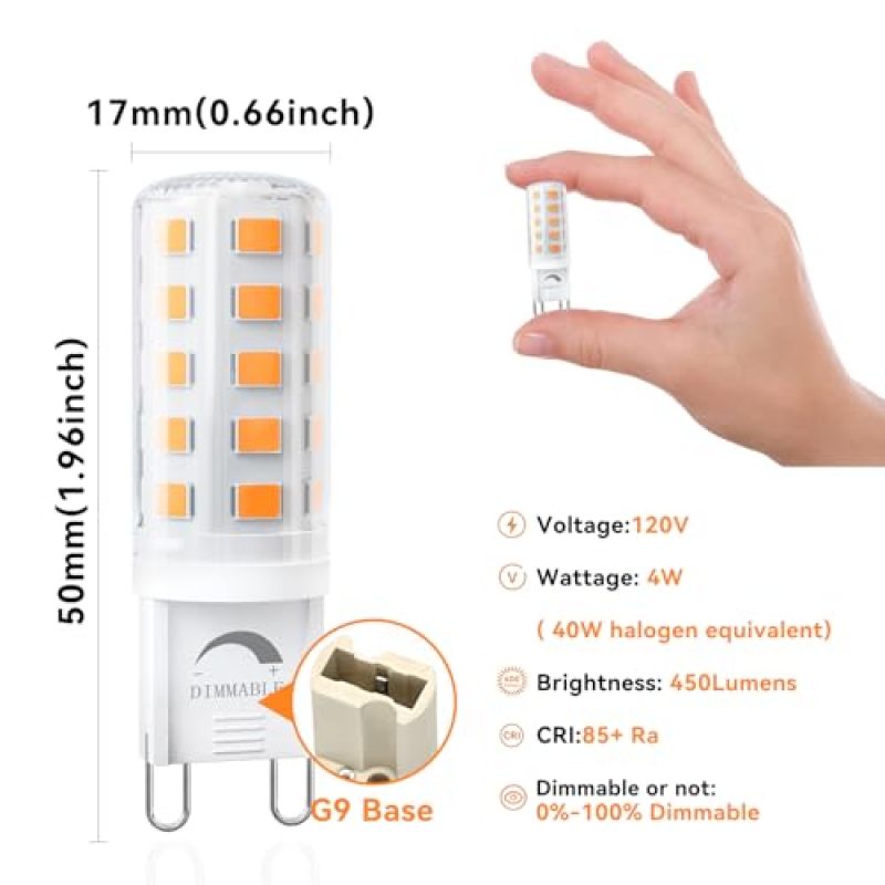 Dimmable G9 LED Bulb: Warm White, Halogen Replacement - Energy Efficient G9 Light Bulb for Chandelier Fixtures & Home Lamps - Image 3