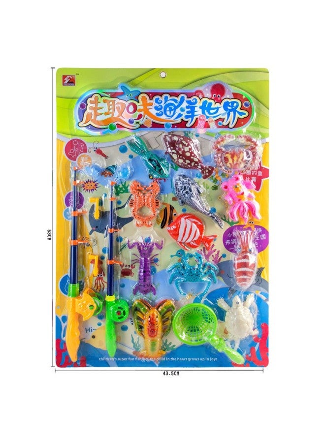 Jinlong Play House Summer Water Toys Parent-child Interactive Multi-pole Magnetic Fishing Fish Game Board-Color:8621, 72 Plates In 1 Box  - Image 4