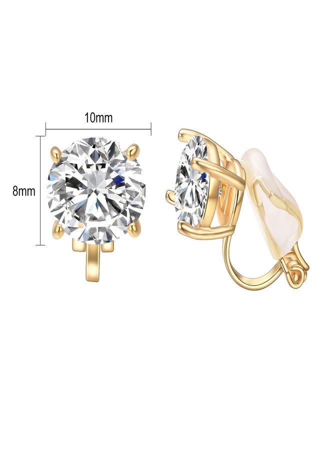 Yoursfs Gold Round Rhinestone Clip On Earring For Women Hypoallergenic 18K Gold Plated Trendy Non Pierced Earrings - Image 2