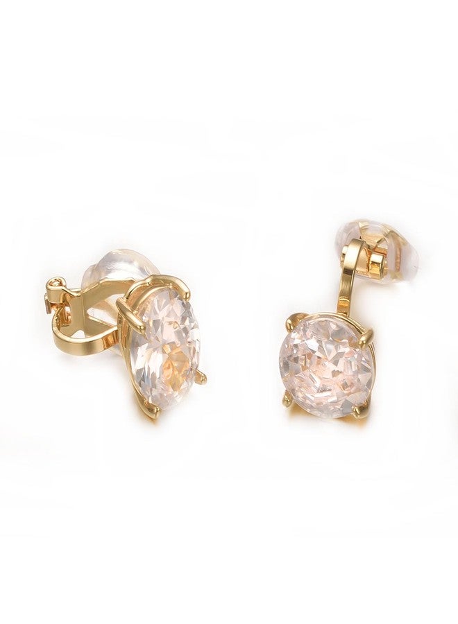 Yoursfs Gold Round Rhinestone Clip On Earring For Women Hypoallergenic 18K Gold Plated Trendy Non Pierced Earrings - Image 3