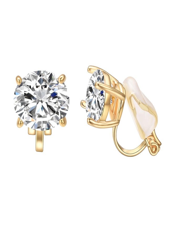 Yoursfs Gold Round Rhinestone Clip On Earring For Women Hypoallergenic 18K Gold Plated Trendy Non Pierced Earrings - Image 1