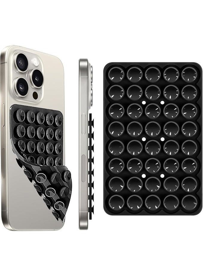 Silicone Double-Sided Suction Cup Phone Case Detachable Mount, Sticky Phone Grip with Higher Suction Power for iPhone, Hands-Free Phone Accessories Holder for Selfies and Videos (Black) - Image 1