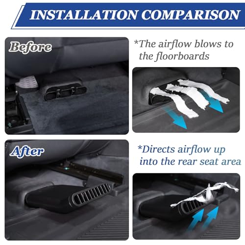 TOPINSTALL 2025 Rear Seat Vent Extender Compatible with 2021-2025 Ford Bronco 4 Doors, Warmer Winter Plug-in Air Vent Deflectors for Rear Seat Passenger 2PCS (Fit for OEM & Regular Floor Mats) - Image 3