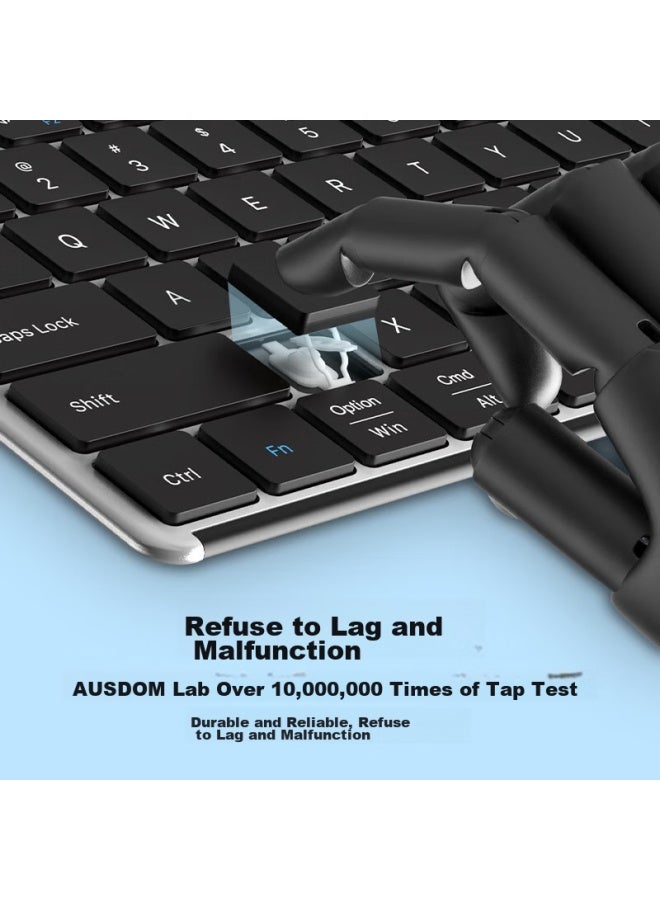 AUSDOM Asdun Business Office Home Desktop Computer Laptop Tablet Ipad Phone Keyboard, Silent Ultra-thin Metal Scissors, Foot Charging, 110 Full-key, Black - Image 1