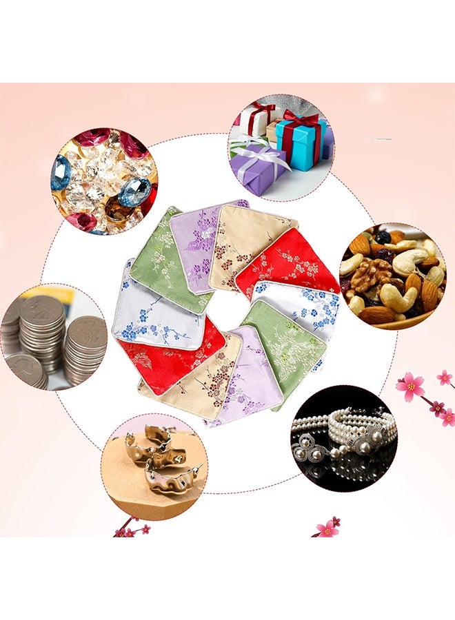 3 PCS Jewelry Chinese Silk Style Purse Pouch Small Travel Jewelry Organizer Bag Box Multiple Colors Brocade Embroidered Bag for Wedding Birthday Party Earrings Necklace Bracelet Storage - Image 4