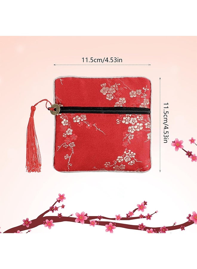3 PCS Jewelry Chinese Silk Style Purse Pouch Small Travel Jewelry Organizer Bag Box Multiple Colors Brocade Embroidered Bag for Wedding Birthday Party Earrings Necklace Bracelet Storage - Image 2
