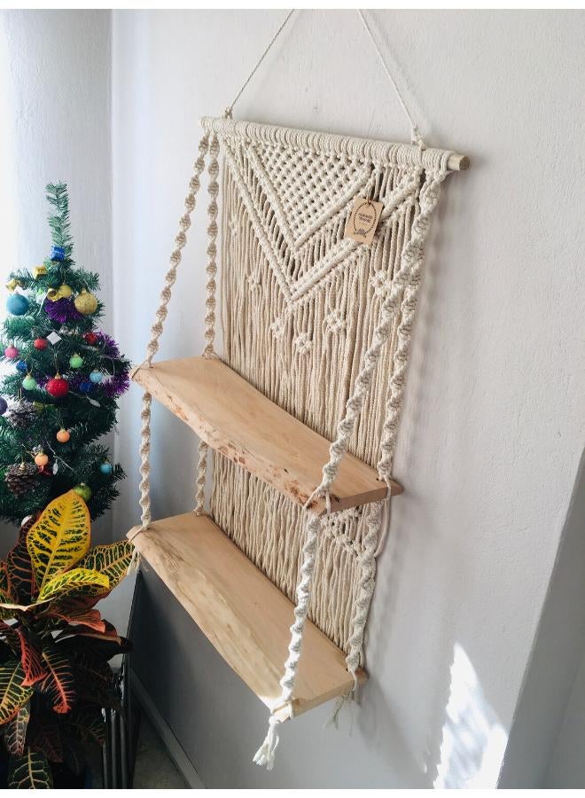 Antikiano Wooden Wall Shelf, Macrame Shelf, Living Room Decor, Stand Bookshelf. - Image 2