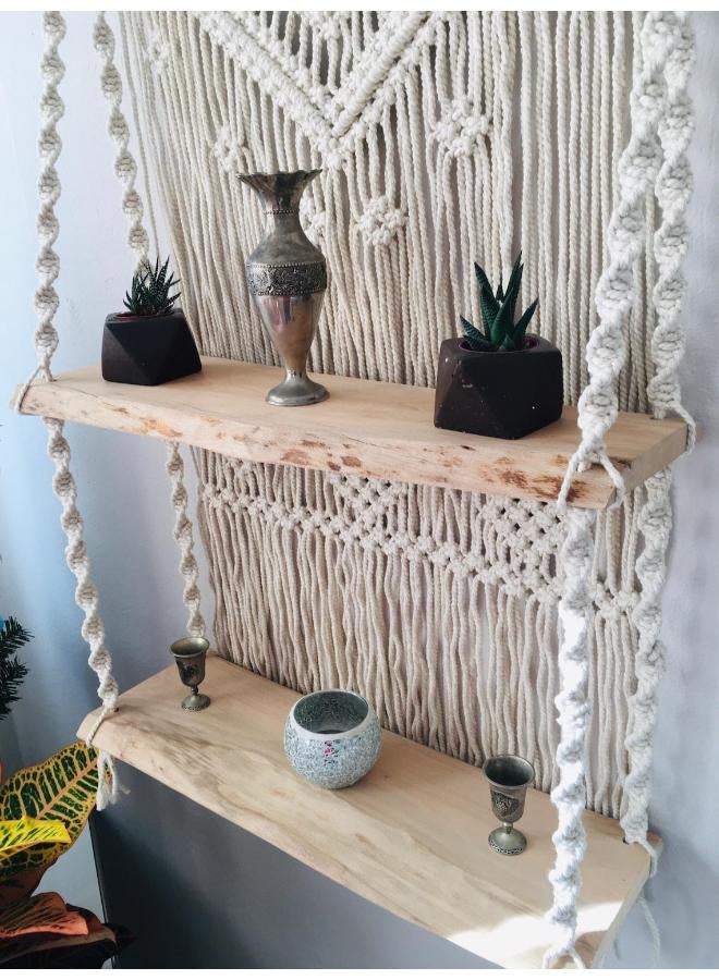 Antikiano Wooden Wall Shelf, Macrame Shelf, Living Room Decor, Stand Bookshelf. - Image 3