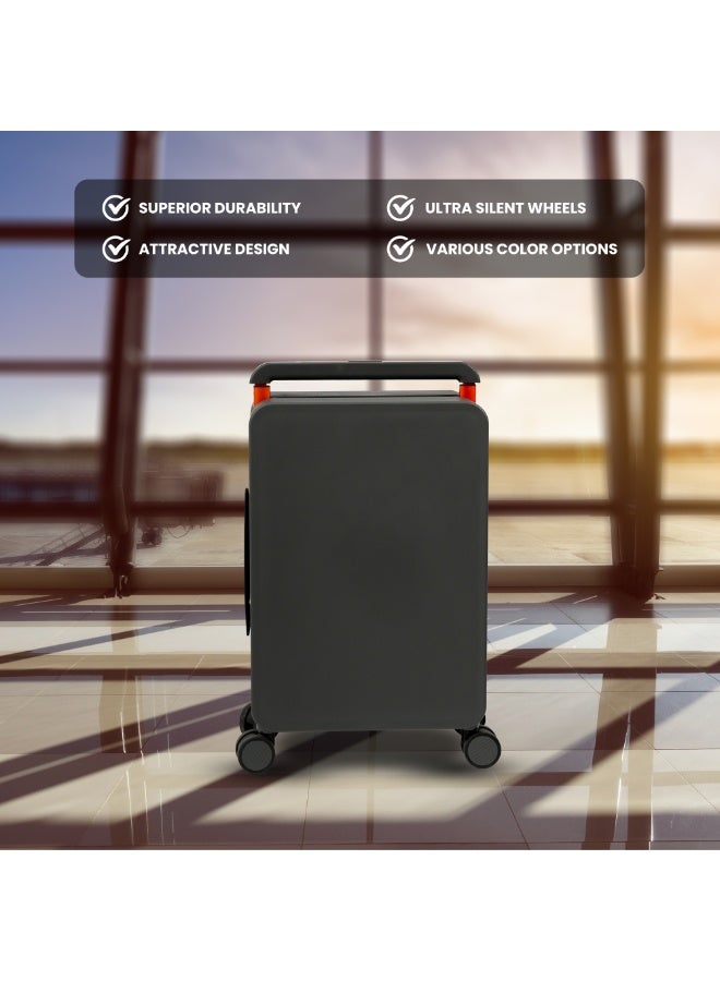 حقيبة سفر فاخرة ذات جودة عالية خفيفة و يدوية مقاس 20 بوصة معتمدة من شركات الطيران | هيكل صلب من مادة PC مزودة بعجلات للسفر | لون رمادي داكن - Image 2