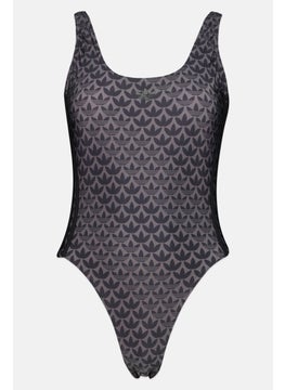 adidas Originals Women Allover Print One Piece Swimwear, Black  - Image 1