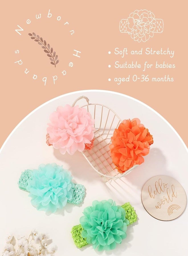 ADORNISH Baby Girl Hair Accessories, Chiffon Flower Headband, Stretchy and Soft (8) - Image 4