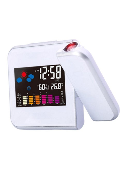 bosig Weather Station Colourful Projection Alarm Clock Snooze Functions Hygrometer Tempmeter Wall Projecting Digital Clocks with Back Light LCD Display
