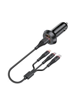 Totulife SMART Series Car Charger QC + 3in1 Cable - Black  - Image 1