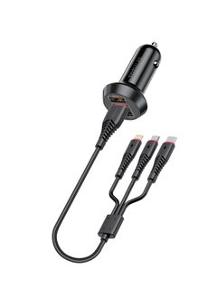 Totulife SMART Series Car Charger QC + 3in1 Cable - Black  - Image 5