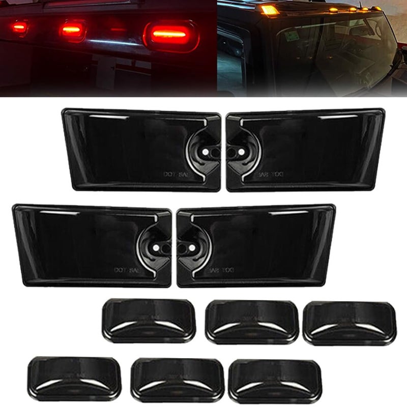 GSOWO 10 PCS Smoked Lens LED Cab Roof Light Kit for Hummer H2 20032009 H2 SUT 20052009 Top Clearance Marker Lights Amber Red LED Front Rear Halogen Lamps OEM Replacement