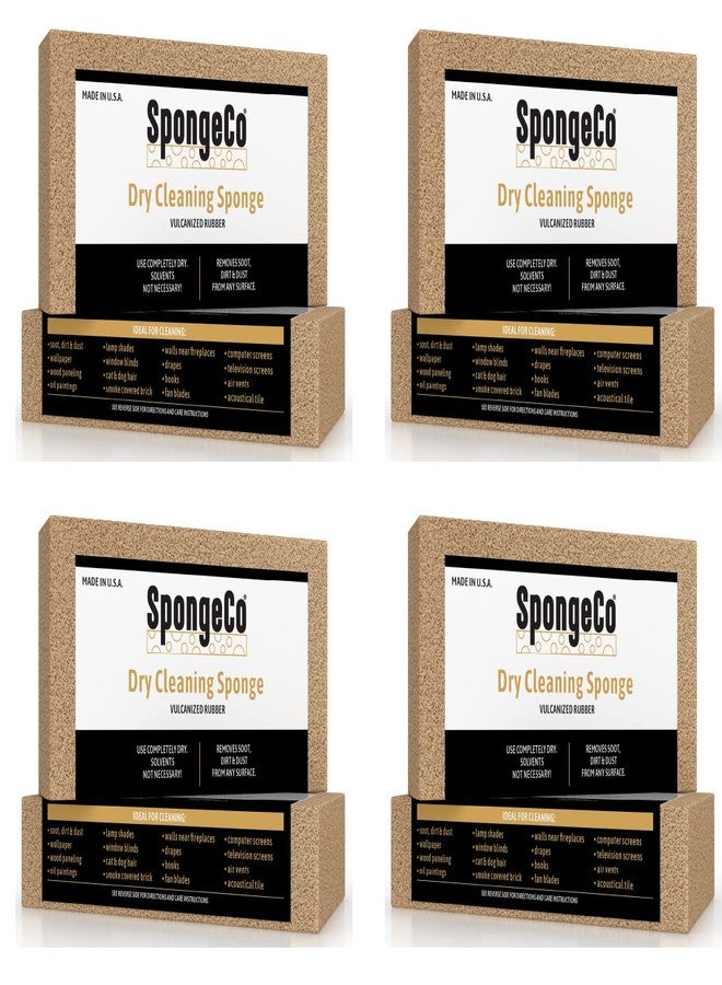 SpongeCo سبونج كو - إسفنجة تنظيف جاف لإزالة السخام - مزيل لشعر الحيوانات الأليفة والدخان والسخام والغبار والأوساخ - 3×6×3/4 (عبوة من 4 قطع) مطاط لاتكس طبيعي بالكامل، صنع في الولايات المتحدة الأمريكية - Image 1