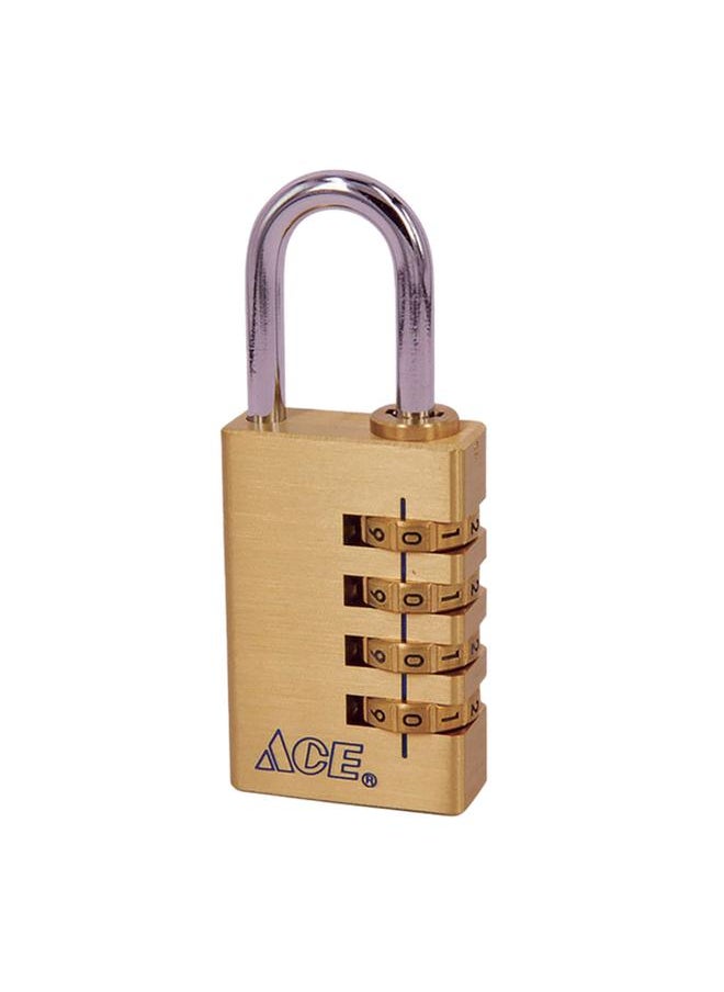 ACE 2-Piece 4-Dial Resettable Solid Brass Combination Padlock Gold and Silver 381-20251 