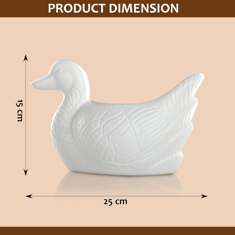 Kuber Industries 2 Pcs Plastic Duck Shape Small Plant Pot for Home Decor and Office Desk | Decorative Table Flower Pot for Living Room | Planters Garden Decoration Items | White - Image 3