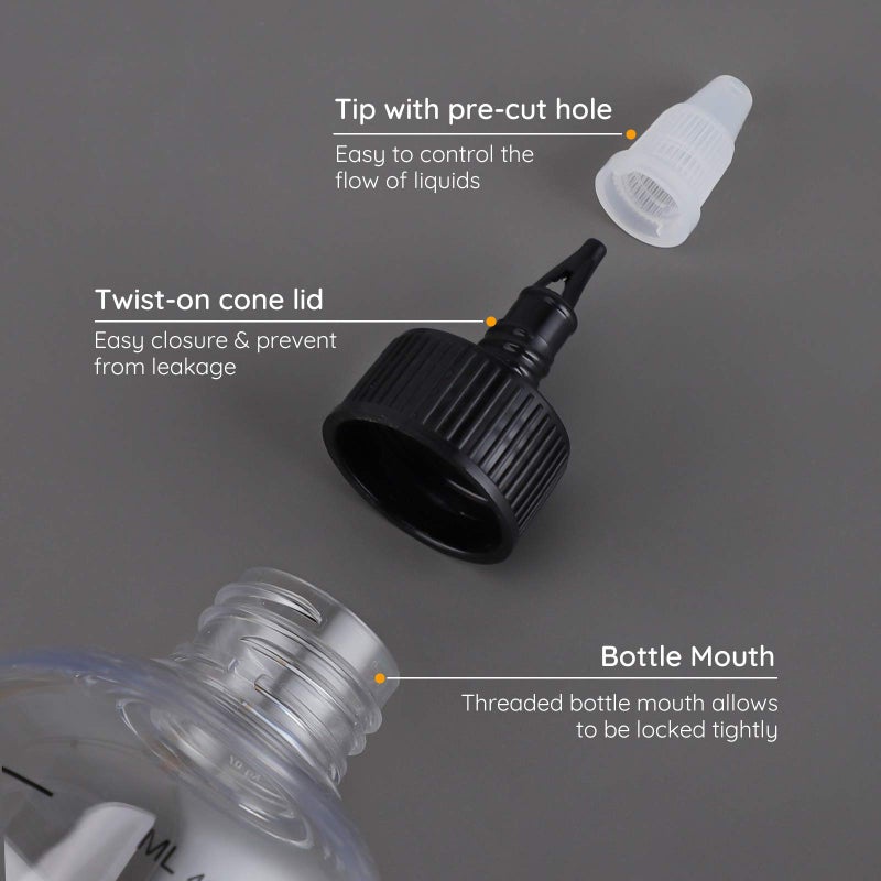 Segbeauty 16.9oz Hair Dye Bottles, Measured Twist-On Top Tip Cap Hair Color Squeeze Bottle with Ratio Graduated Scale, 2pcs 500ml Refillable Empty Hair Color Applicator Bottle Dyeing Tool Transparent - Image 4